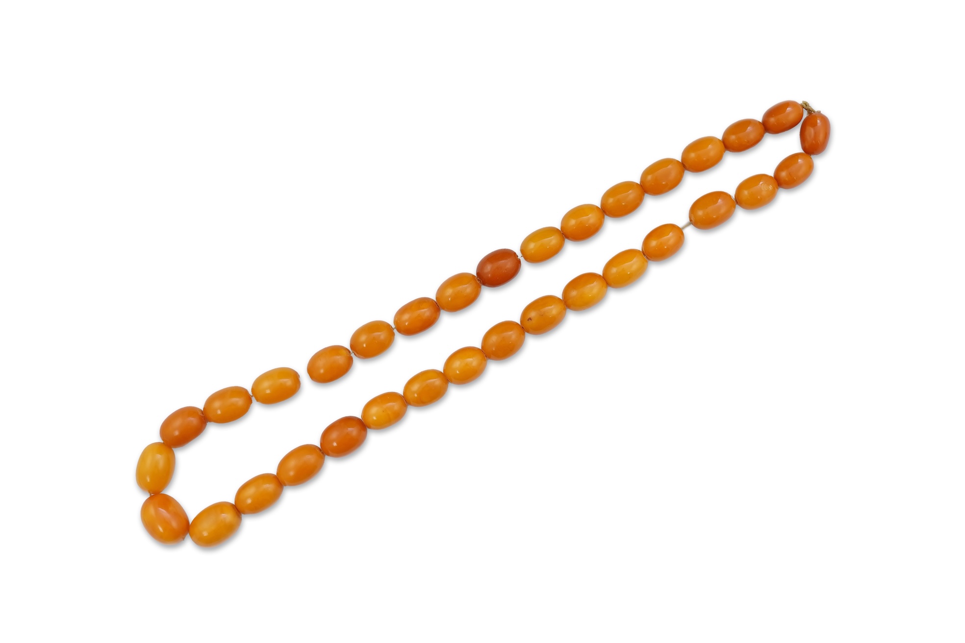An amber bead necklace